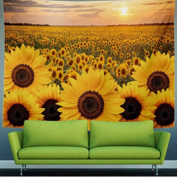 Sunflower Field Floral Nature Landscape Pop Art Room/Dorm Wall Decor/Tapestry - Picture 2 of 6